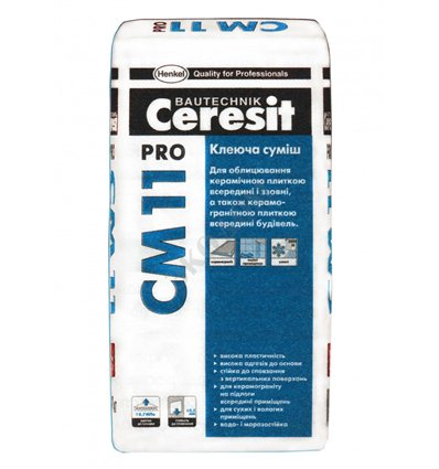 Клей для плитки Ceresit CM-11 Pro мішок 27 кг